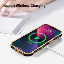 For IPhone 13 Case Wave Wavy Phone Cases With Love Heart, Luxury Plating Edge Cute Curly Shape Cover For Women Girls, Thin Slim Soft TPU Rubber Shockproof Protective Cover, Black{"Color_name":"Black","Size_name":"ForiPhone13-6.1inch"} - 多色4 - 查看 6