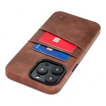 Funda de tarjeta para 14 Pro Max con placa de metal integrada para montaje magnético y 2 bolsillos: Funda de billetera de cuero sintético premium Exec M2 (14 Pro Max, Marrón) - Multicolor11 - Ver 1
