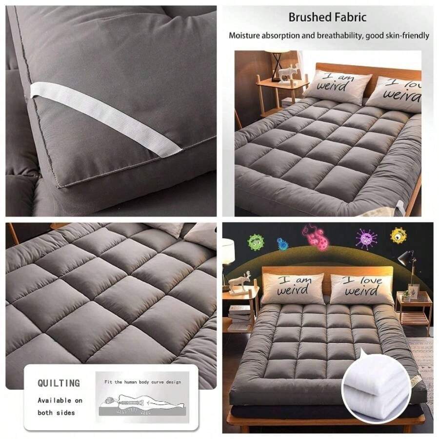 Japanese Thick Mattress Folding Mattress, Floor Mattress, Futon Mattress, Portable Sleeping Student Dormitory, Roll - Single Double Floor Mattress - Gris + 180*200cm - Ver 1