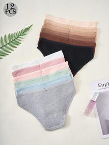 12入/包 女款內褲－無縫條紋三角褲，透氣柔軟舒適，適合日常穿著，全天舒適 - 彩色 - 查看 4