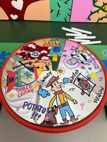 1pc DIY壁挂镜子凹凸镜加大直径21cm拍网红广角镜家居装饰哈哈镜彩绘转角镜拍照道具后视镜摆件拍照网红好看 - 彩色 - 查看 4