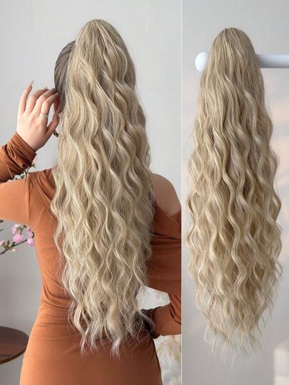 Claw Shaped Ponytail Extension Hair Accessory, Multi-Color Wig, 24 Inch Water Ripple Heat-Resistant Fiber Synthetic Ponytail Wig, Suitable For Women's Parties And Daily Use