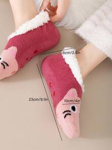 1 Pair Adult Women's Thick Thermal Lined Non- Socks, Warm Indoor Home Floor Socks With Silicone Grip, Suitable For Autumn/Winter