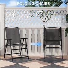 Outsunny 5 Pieces Patio Dining Set For 4, Outdoor Dining Set With Glass Top Table And 4 Mesh Folding Chairs, Small Outdoor Patio Furniture For Garden Backyard Poolside, Grey - Grey - View 4