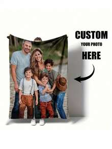 1pc Cozy Custom Photo Flannel Throw Blanket - Soft, Reversible, All-Season Bedding With Vibrant Colors And Plush Texture For Ultimate Comfort - Perfect Personalized Gift For Family And Friends, Suitable For Mother's Day Gifts, Multi-Functional, Durable, Modern, Custom, Personalized, Unique, Ideal Gifts For Him, Ideal Gifts For Her, Boyfriend, Dad, Girlfriend, Mom, Family, Friends, Tea Room, Home, Garden, Office, For Anniversaries, For Valentine's Day, For Mother's Day, For Birthdays, For Father's Day, For Graduation, For Weddings, For Housewarming - Black and White - View 3