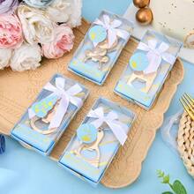 D24 Pcs Baby Bottle Opener Ping Boy Bear Footprint Keychain Bottle Openers With Blue Gift Box Baby Shower Party Favors For Guests Wedding Return Gift Souvenirs Theme Decoration Plies - 藍色 - 查看 5