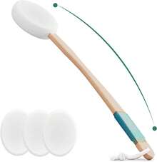 Back Lotion Applicator With 4 Replaceable Pads, Lotion Applicator For Back Self Elderly, Women, Sunscreen Applicator For Cream With 17" Curved Handle Easy To Target Back And Feet, White - White - View 1