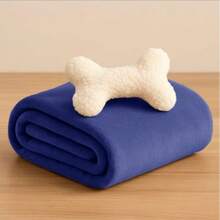 SOFT PET BLANKET WITH BONE PILLOW - Navy Blue - View 1