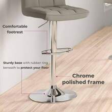 2X Cuban Gas Lift Swivel Faux Leather Kitchen Adjustable Breakfast Bar Stools Barstools Chairs - Grey - View 5