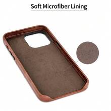 Funda de tarjeta para 14 Pro Max con placa de metal integrada para montaje magnético y 2 bolsillos: Funda de billetera de cuero sintético premium Exec M2 (14 Pro Max, Marrón) - Multicolor11 - Ver 7