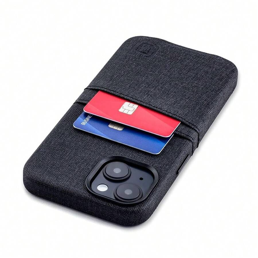 14 Card Case With Built-In Metal Plate For Magnetic Mounting & 2 Card Holder Pockets: Luxe M2 Wallet, Canvas Style Synthetic Leather ( 14, Black){"Size_name":"14","Color_name":"Black"} - 多色13 - 查看 1