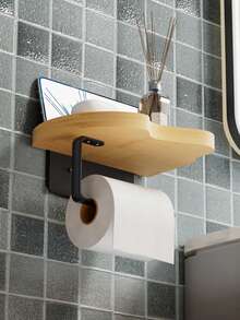 1pc Stylish Bathroom Tissue Holder - Space-Saving Roll Hanger With Wipes Dispenser And Storage Box For Convenient Organization - Easy Installation And Rust-Resistant Design