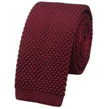 Men's Solid Color Textured Knit Skinny Ties Smart Necktie Square-Cut Finish{"Size_name":"OneSize","Color_name":"WineRed"} - Multicolor26 - View 1