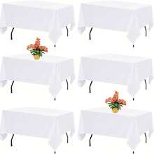 6-Pack 60x102-Inch White Tablecloth Polyester Fabric, Washable, Durable And Easy-To-Care White Party Decorations, Often Used For Weddings, Proposals, Banquets, Outdoor Events