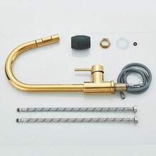 Kitchen Faucet 360° Rotating Pull-Out Faucet 2 Water Flow Modes Hot & Cold Mixing Faucet - 金色 - 查看 10