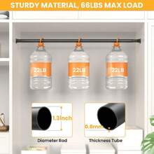 Closet Rods For Hanging Clothes, 17-39 Inch No-Cut Stepless Adjustable Closet Rod, 1.3 Inch Heavy Duty Metal Closet Hanging Rod With Brackets, Black Closet Bar For Closet, Laundry Room, RV, Wardrobes,23136868