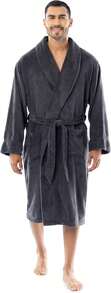 Men's Solid Plush Robe - Cozy Bathrobe For Home Relaxation - Grey - View 7