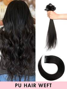Seamless Invisible Tape-In Human Hair Extensions - No Glue, Natural Straight Hair, 12-20 Inches, Salon Quality