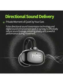 HTC NE55 Bluetooth-Headset, Memory Wire aus Titanlegierung + ergonomisches Design, Ultra-HD-Anrufe und Geräuschunterdrückung, superschlankes Bluetooth V6.0, Weiß