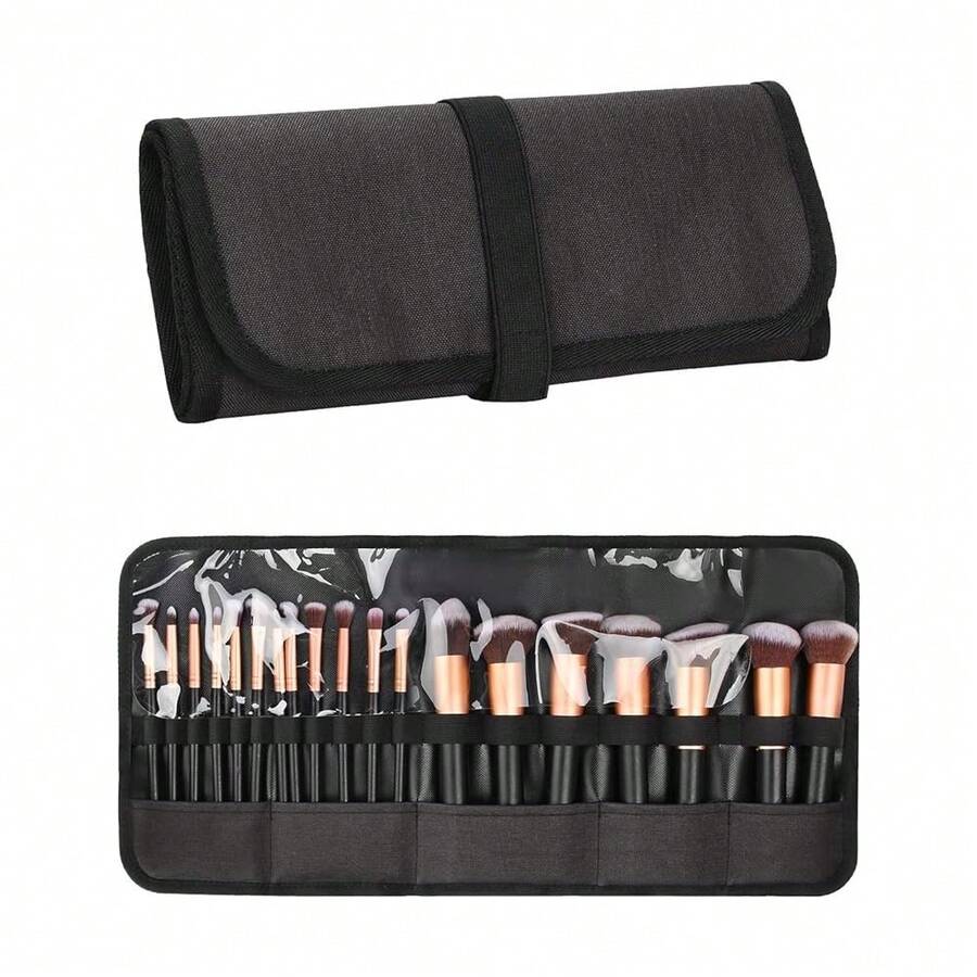 OCHEAL Makeup Brush Holder,Makeup Brush Organizer,Travel Makeup Brushes Bag Cosmetic Bags Pouch For Women Cosmetic Brushes Makeup Artist -Brushes Not Included{"Color_name":"Black","Size_name":"Small(Packof1)"} - 黑色的 - 查看 1