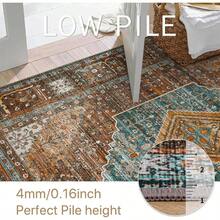 90x150CM Alfombras para Recmara, Lavable a Mquina Alfombras para Sala y Alfombra Vintage, Alfombra Chenille de Pelo Corto, Antideslizante Ligera y Estampada, para Recmara, Oficina o Comedor - Rojo + 2'11" x 4'11" (Rectangular) - Ver 5