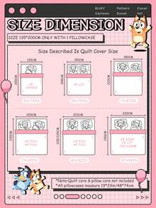 Bluey 2/3件套布鲁伊床上用品套装，布鲁伊气球图案，柔软透气，亲肤舒适，卡通风格被套套装，柔软抗起球，精美家纺，冷色调被套和枕套，不含被芯，适用于单人床、双人床、大号床、特大号床，四季皆宜。 - 彩色 - 查看 3