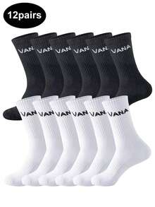 12 Paar unisex Persönlichkeit Streetstyle Lässig Socken, einfach und modisch, vielseitig, bequeme Business Lässig Lange Socken, geeignet für Sport, warm im Herbst und Winter, Kniestrümpfe für Paar.