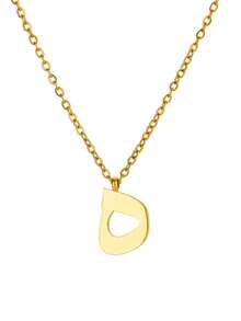 1件18K镀金不锈钢阿拉伯字母项链，女士时尚简约首饰礼品，穆斯林幸运护身符 - 金黃色 - 查看 21