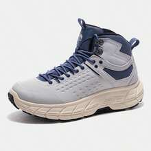 CAMEL CROWN Zapatos casuales deportivos para hombre, zapatos para senderismo de otoño e invierno con acolchado cálido, suela gruesa y elevación, zapatos de algodón reforzado - Gris chip/azul vintage - Ver 4