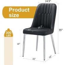 Juego de 6 sillas de comedor, sillas de comedor modernas, equipadas con cojines de respaldo de piel sintética (PU) y patas de metal, adecuadas para restaurantes, cocinas y comedores, 23040133 - Negro - Ver 2