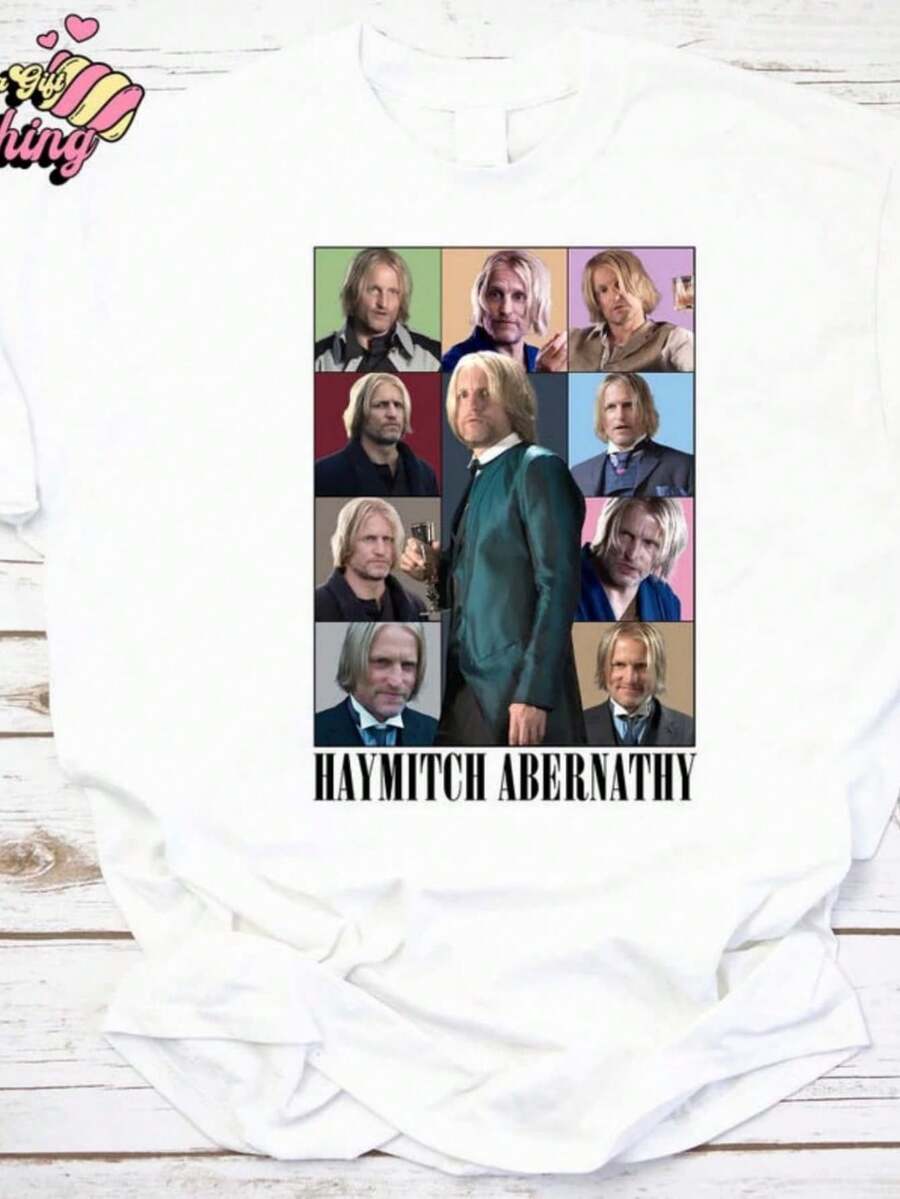 Haymitch Abernathy Shirt, Woody Harrelson Shirt, Woody Harrelson Tee, Vintage Retro Movie Shirt, Haymitch Abernathy Lover Merch..Women's Solid-Colored Boat Neck Short-Sleeve One-Piece Shirt, Suitable For Summer Wear, Paired With Printed Shirts, Ladies' Tops, And Printed Short-Sleeve Shirts. Women's Clothing - 白色 - 查看 1
