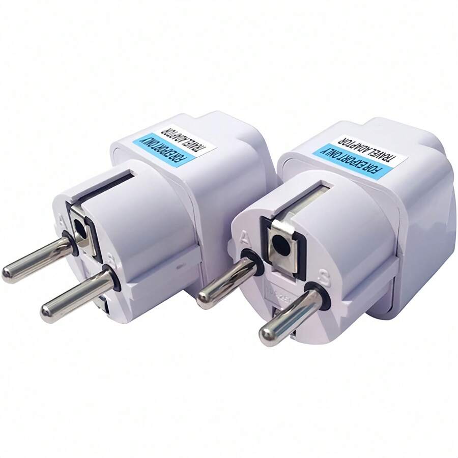 2 Pieces Set Of German, French, European Travel Power Adapters, Universal Australian, UK To EU European Plug AC 250V European Schuko E F-Type Socket (White)
