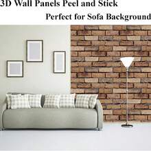 10/20 Pcs 3D Brick Pattern Creative Three-Dimensional Wall Stickers Self-Adhesive Wallpaper Easy To Peel And Stick Can Be Cut Wall Art Murals For DIY Kitchen Bathroom Office Living Room Home Wall Decor