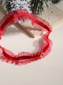 1 件红色蕾丝边时尚简约新娘大腿链 - 紅色 - 查看 3
