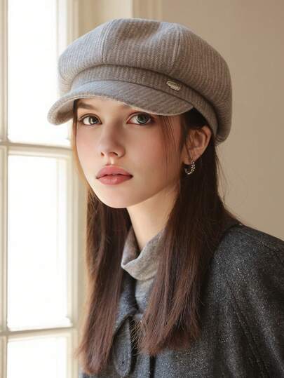 1 Stück Damen Neue Herbst/Winter Barett Mütze, Großer Kopfumfang, Gesichtsformend, Modisch vielseitige Achteckige Kappe, Retro Künstlermütze, Leicht und praktisch für Outdoor-Spaziergänge, Einkaufen, Urlaub und den täglichen Gebrauch