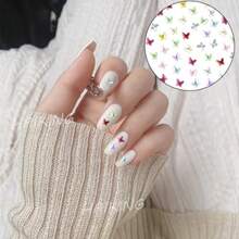 Nail Rhinestones 100 PCS Colorful Flat Back Butterfly Nail Art Charms For Nail Art Decorations DIY Crafting Accessories Plastic