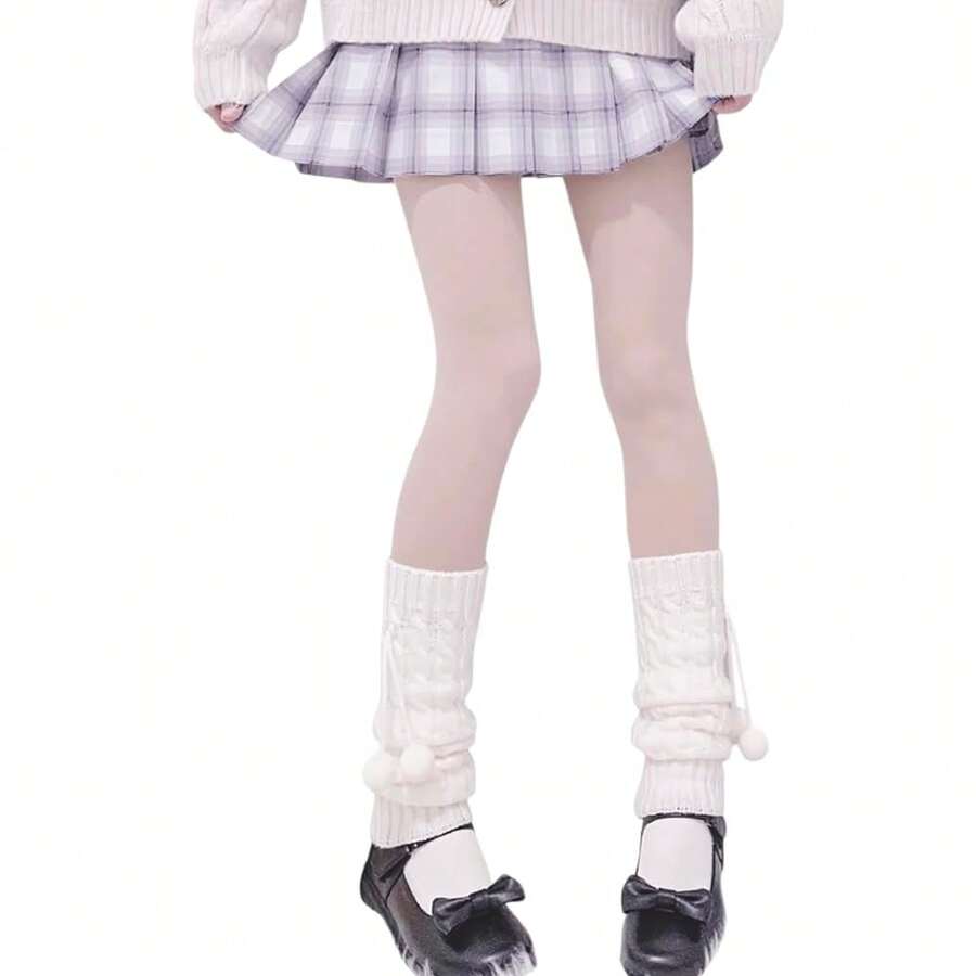 Lebaley Kawaii Leg Warmers For Girls Women - Japanese Lolita Leg Warmers Y2K Harajuku Leg Cover Stockings Kawaii Knit Socks{"Color_name":"Hairball1"} - 多色19 - 查看 1
