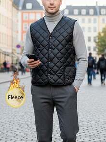男士羊羔绒保暖绗缝背心 - 保暖无袖冬季外套