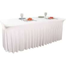 Spandex Table Skirts 6ft Rectangle Table, Table Cover 6ft Table With Skirt, Fitted Rectangular Stretchable Table Cloth Wedding Party Exhibitions Cocktail Bar Patio - Black - White + 72 X 29.5 Inch (Rectangular) - View 2