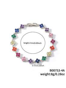 1 件彩色时尚奢华花卉锆石手链 - 橫豎連結式 - 查看 50