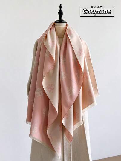 1pc Elegant Iris Flower Jacquard Scarf, Warm And Versatile For Women, Suitable For Air-Conditioned Rooms, Autumn/Winter, Fashion Accessory And Gift