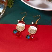 Nuovi orecchini pendenti a forma di Babbo Natale con diamanti per donne, moda versatile, cristallo di alta qualità, regalo di Natale, ganci per orecchie da donna