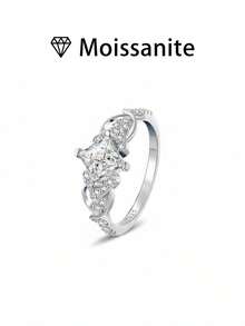 1 pieza Anillo de boda para mujer, 2.1g de plata esterlina 925, 1 quilate de moissanita, estilo bohemio y de palacio, regalo de compromiso, propuesta de matrimonio, aniversario, Día de San Valentín, incluye certificado de moissanita y elegante caja de regalo - Plateado - Ver 7