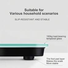 LIPETY Smart Electronic Bathroom Scale, Glass Bathroom Scale, 180 Kg Capacity, LCD Screen, Battery Powered Home Scale - Black - View 10