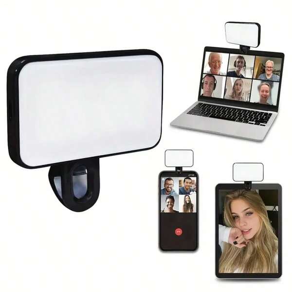 1 pieza Luz de relleno LED, Luz de selfie, Luz de selfie portátil, Luz de relleno con clip, Lámpara de selfie para teléfono, Para teléfonos móviles y computadoras, Maquillaje, Conferencias de Zoom, Transmisión en vivo, Vlog, Selfies perfectas y videollamadas 250mAh