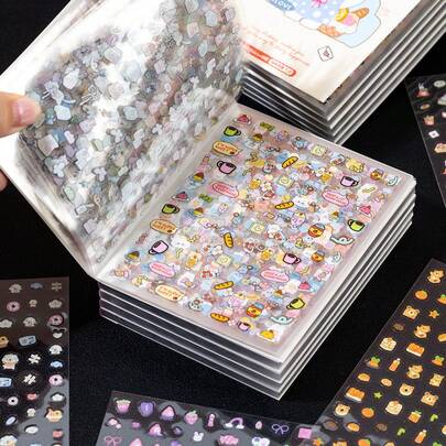 1 Mini Cutting Sticker Book, Dopamine 5.0 Nose Clip Pattern Scrapbooking & Nail Art Stickers, Mini Sticker Book