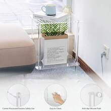 Mesa Auxiliar de Acrílico, Mesita de Noche Pequeña y Moderna, Liviana de 2 Niveles para Sala de Estar, Dormitorio, Montaje Rápido, Mesa Auxiliar Pequeña y Moderna para Sala de - 1 - Ver 5
