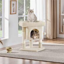 Butterslay 23.5″ 2-Level Cat Tree With Wide Top Perch & Cat Condo & Natural Sisal Scratch Posts For Small/Medium Cats - Màu be - Xem 2