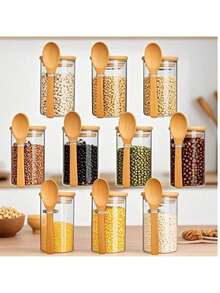 Overnight Oats Containers With Lids, 4 Packs 16oz Overnight Oats Jars With Spoons, Salad Meal Prep Jar With Bamboo Lids For Chia Seed Pudding Salad Cereal Coffee Flour, Sourdough Starter Jar For Bread Mother'S Day Gift