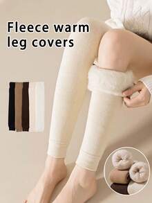 1 Pair Women's Warm Knee Pads Leg Warmers, Thermal Lined Thick Knee High Leg Warmers For Daily Wear - Multicolor - View 2